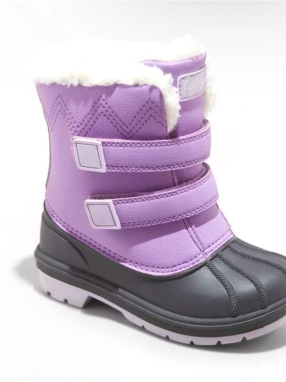 Lilac & Gray Kids Winter Snow Boots with Faux Fur